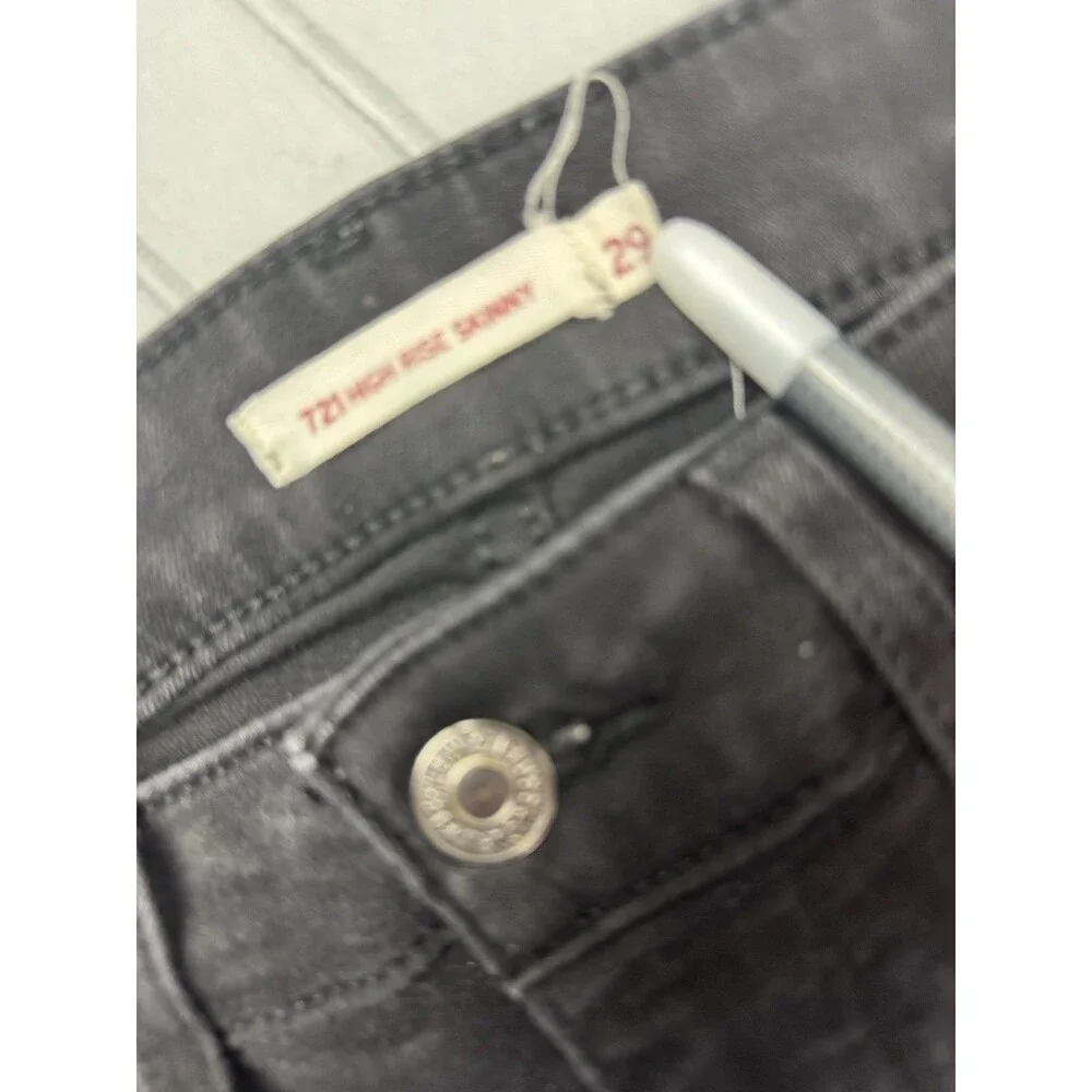 Levis 721 Size 29 Womens Jeans Black High Rise Skinny Stretch